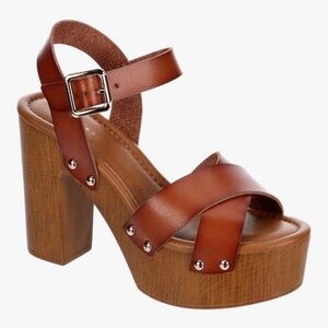 Limelight April Apple sz 7 women’ Faux Wooden High Heeled Platform Dress Sandals